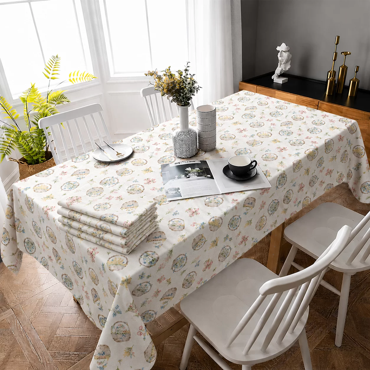 fata de masa-bumbac-impermeabil-flori-140x220 cm-novalis home Fata de masa 100% bumbac impermeabil, FLORI, 140×240 cm – Novalis Home