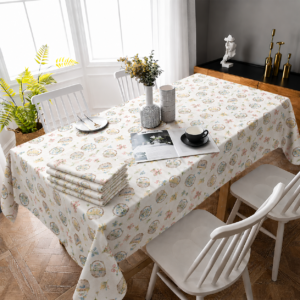 Față de masă 100% bumbac impermeabil, FLORI, 140 x 220 cm - Novalis Home