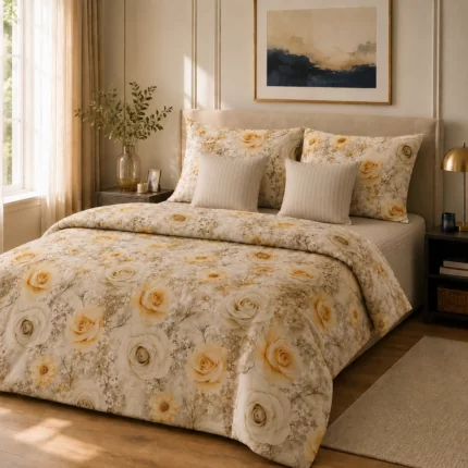Lenjerie de pat bumbac satinat si damasc trandafir 2 persoane b1 – Novalis Home