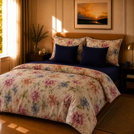Lenjerie de pat bumbac satinat garoafe 2 persoane b1 – Novalis Home