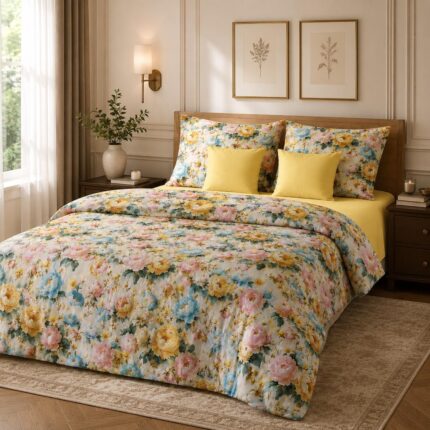 Lenjerie de pat bumbac satinat bujor 2 persoane g1 - Novalis Home