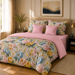 Lenjerie de pat bumbac satinat bujor 2 persoane r1- Novalis Home