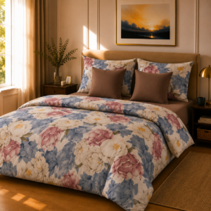 Lenjerie de pat 100% bumbac satinat dalie 2 persoane m1 - Novalis Home