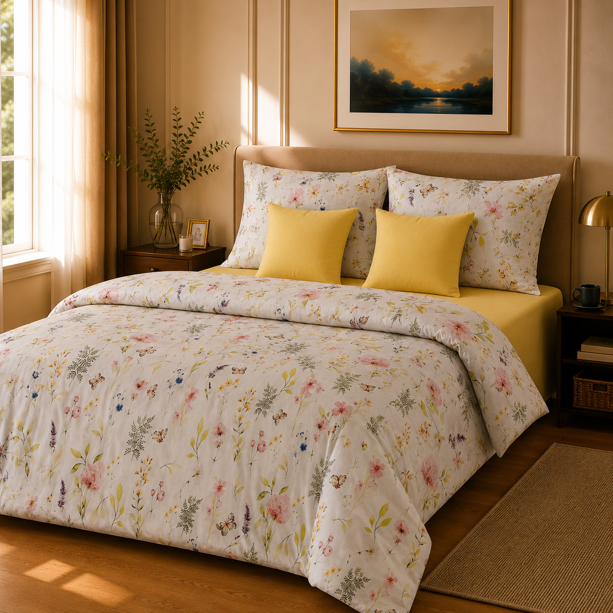 Lenjerie de pat 100% bumbac satinat flori câmp gp2 - Novalis Home