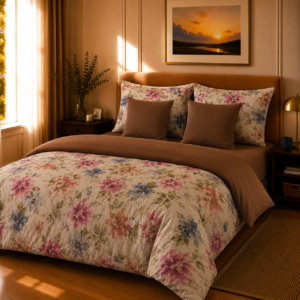 Lenjerie de pat bumbac satinat garoafe 2 persoane m1 - Novalis Home