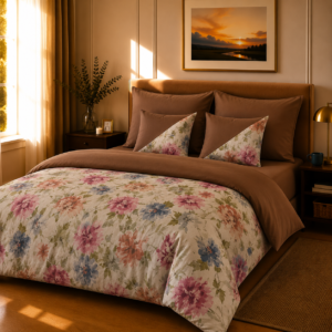 Lenjerie de pat bumbac satinat garoafe 2 persoane m2m - Novalis Home