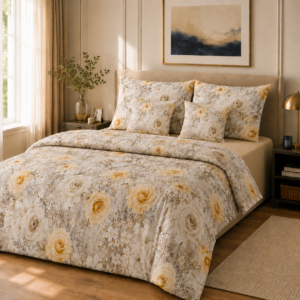 Lenjerie de pat bumbac satinat trandafir galben, 2 persoane gb2 - Novalis Home