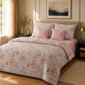 Lenjerie de pat bumbac satinat trandafir 2 persoane gr2m - Novalis Home