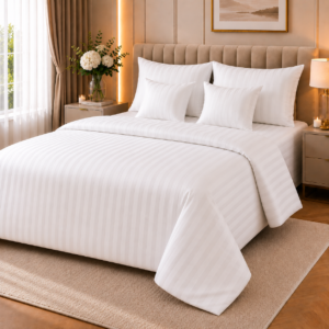Lenjerie de pat damasc hotelier, LUXERY, alb, horeca, 6 piese - Novalis Home